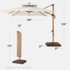 imageBest Choice Products 10ft Square Cantilever Patio Umbrella wBase Included Woodgrain Pattern Pole ampamp Solar LED Lights 360Rotation Offset Hanging Outdoor Shade  Sky BlueIvory