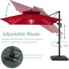 imageBest Choice Products 10ft Square Cantilever Patio Umbrella wBase Included Woodgrain Pattern Pole ampamp Solar LED Lights 360Rotation Offset Hanging Outdoor Shade  Sky BlueRed
