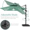 imageBest Choice Products 10ft Square Cantilever Patio Umbrella wBase Included Woodgrain Pattern Pole ampamp Solar LED Lights 360Rotation Offset Hanging Outdoor Shade  Sky BlueSeaglass