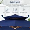 imageBest Choice Products 10ft Square Cantilever Patio Umbrella wBase Included Woodgrain Pattern Pole ampamp Solar LED Lights 360Rotation Offset Hanging Outdoor Shade  Sky BlueNavy Blue