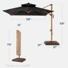 imageBest Choice Products 10ft Square Cantilever Patio Umbrella wBase Included Woodgrain Pattern Pole ampamp Solar LED Lights 360Rotation Offset Hanging Outdoor Shade  Sky BlueBlack
