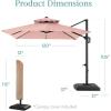 imageBest Choice Products 10ft Square Cantilever Patio Umbrella wBase Included Woodgrain Pattern Pole ampamp Solar LED Lights 360Rotation Offset Hanging Outdoor Shade  Sky BlueRose Quartz