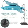imageBest Choice Products 10ft Square Cantilever Patio Umbrella wBase Included Woodgrain Pattern Pole ampamp Solar LED Lights 360Rotation Offset Hanging Outdoor Shade  Sky BlueSky Blue
