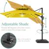imageBest Choice Products 10ft Square Cantilever Patio Umbrella wBase Included Woodgrain Pattern Pole ampamp Solar LED Lights 360Rotation Offset Hanging Outdoor Shade  Sky BlueYellow