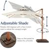 imageBest Choice Products 10ft Square Cantilever Patio Umbrella wBase Included Woodgrain Pattern Pole ampamp Solar LED Lights 360Rotation Offset Hanging Outdoor Shade  Sky BlueIvory