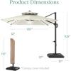 imageBest Choice Products 10ft Square Cantilever Patio Umbrella wBase Included Woodgrain Pattern Pole ampamp Solar LED Lights 360Rotation Offset Hanging Outdoor Shade  Sky BlueIvory