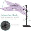 imageBest Choice Products 10ft Square Cantilever Patio Umbrella wBase Included Woodgrain Pattern Pole ampamp Solar LED Lights 360Rotation Offset Hanging Outdoor Shade  Sky BlueLavender