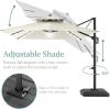 imageBest Choice Products 10ft Square Cantilever Patio Umbrella wBase Included Woodgrain Pattern Pole ampamp Solar LED Lights 360Rotation Offset Hanging Outdoor Shade  Sky BlueIvory