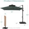 imageBest Choice Products 10ft Square Cantilever Patio Umbrella wBase Included Woodgrain Pattern Pole ampamp Solar LED Lights 360Rotation Offset Hanging Outdoor Shade  Sky BlueSlate