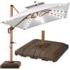 imageBest Choice Products 10ft Square Cantilever Patio Umbrella wBase Included Woodgrain Pattern Pole ampamp Solar LED Lights 360Rotation Offset Hanging Outdoor Shade  Sky BlueFog Gray