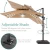 imageBest Choice Products 10ft Square Cantilever Patio Umbrella wBase Included Woodgrain Pattern Pole ampamp Solar LED Lights 360Rotation Offset Hanging Outdoor Shade  Sky BlueTan