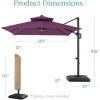 imageBest Choice Products 10ft Square Cantilever Patio Umbrella wBase Included Woodgrain Pattern Pole ampamp Solar LED Lights 360Rotation Offset Hanging Outdoor Shade  Sky BlueAmethyst Purple
