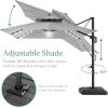 imageBest Choice Products 10ft Square Cantilever Patio Umbrella wBase Included Woodgrain Pattern Pole ampamp Solar LED Lights 360Rotation Offset Hanging Outdoor Shade  Sky BlueFog Gray