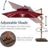 imageBest Choice Products 10ft Square Cantilever Patio Umbrella wBase Included Woodgrain Pattern Pole ampamp Solar LED Lights 360Rotation Offset Hanging Outdoor Shade  Sky BlueBurgundy