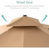 imageBest Choice Products 10ft Square Cantilever Patio Umbrella wBase Included Woodgrain Pattern Pole ampamp Solar LED Lights 360Rotation Offset Hanging Outdoor Shade  Sky BlueTan
