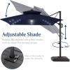 imageBest Choice Products 10ft Square Cantilever Patio Umbrella wBase Included Woodgrain Pattern Pole ampamp Solar LED Lights 360Rotation Offset Hanging Outdoor Shade  Sky BlueNavy Blue