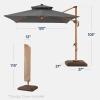 imageBest Choice Products 10ft Square Cantilever Patio Umbrella wBase Included Woodgrain Pattern Pole ampamp Solar LED Lights 360Rotation Offset Hanging Outdoor Shade  Sky BlueGray
