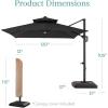 imageBest Choice Products 10ft Square Cantilever Patio Umbrella wBase Included Woodgrain Pattern Pole ampamp Solar LED Lights 360Rotation Offset Hanging Outdoor Shade  Sky BlueGray