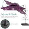 imageBest Choice Products 10ft Square Cantilever Patio Umbrella wBase Included Woodgrain Pattern Pole ampamp Solar LED Lights 360Rotation Offset Hanging Outdoor Shade  Sky BlueAmethyst Purple
