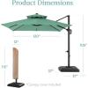 imageBest Choice Products 10ft Square Cantilever Patio Umbrella wBase Included Woodgrain Pattern Pole ampamp Solar LED Lights 360Rotation Offset Hanging Outdoor Shade  Sky BlueSeaglass