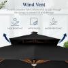 imageBest Choice Products 10ft Square Cantilever Patio Umbrella wBase Included Woodgrain Pattern Pole ampamp Solar LED Lights 360Rotation Offset Hanging Outdoor Shade  Sky BlueBlack