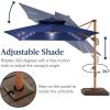 imageBest Choice Products 10ft Square Cantilever Patio Umbrella wBase Included Woodgrain Pattern Pole ampamp Solar LED Lights 360Rotation Offset Hanging Outdoor Shade  Sky BlueNavy Blue