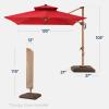 imageBest Choice Products 10ft Square Cantilever Patio Umbrella wBase Included Woodgrain Pattern Pole ampamp Solar LED Lights 360Rotation Offset Hanging Outdoor Shade  Sky BlueRed