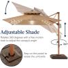imageBest Choice Products 10ft Square Cantilever Patio Umbrella wBase Included Woodgrain Pattern Pole ampamp Solar LED Lights 360Rotation Offset Hanging Outdoor Shade  Sky BlueTan