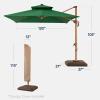 imageBest Choice Products 10ft Square Cantilever Patio Umbrella wBase Included Woodgrain Pattern Pole ampamp Solar LED Lights 360Rotation Offset Hanging Outdoor Shade  Sky BlueGreen