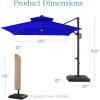 imageBest Choice Products 10ft Square Cantilever Patio Umbrella wBase Included Woodgrain Pattern Pole ampamp Solar LED Lights 360Rotation Offset Hanging Outdoor Shade  Sky BlueResort Blue