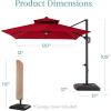 imageBest Choice Products 10ft Square Cantilever Patio Umbrella wBase Included Woodgrain Pattern Pole ampamp Solar LED Lights 360Rotation Offset Hanging Outdoor Shade  Sky BlueRed
