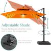 imageBest Choice Products 10ft Square Cantilever Patio Umbrella wBase Included Woodgrain Pattern Pole ampamp Solar LED Lights 360Rotation Offset Hanging Outdoor Shade  Sky BlueOrange