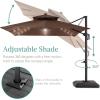 imageBest Choice Products 10ft Square Cantilever Patio Umbrella wBase Included Woodgrain Pattern Pole ampamp Solar LED Lights 360Rotation Offset Hanging Outdoor Shade  Sky BlueBrown
