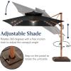 imageBest Choice Products 10ft Square Cantilever Patio Umbrella wBase Included Woodgrain Pattern Pole ampamp Solar LED Lights 360Rotation Offset Hanging Outdoor Shade  Sky BlueBlack