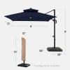 imageBest Choice Products 10ft Square Cantilever Patio Umbrella wBase Included Woodgrain Pattern Pole ampamp Solar LED Lights 360Rotation Offset Hanging Outdoor Shade  Sky BlueNavy Blue