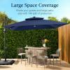imageBest Choice Products 10ft Square Cantilever Patio Umbrella wBase Included Woodgrain Pattern Pole ampamp Solar LED Lights 360Rotation Offset Hanging Outdoor Shade  Sky BlueNavy Blue