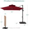 imageBest Choice Products 10ft Square Cantilever Patio Umbrella wBase Included Woodgrain Pattern Pole ampamp Solar LED Lights 360Rotation Offset Hanging Outdoor Shade  Sky BlueBurgundy