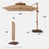 imageBest Choice Products 10ft Square Cantilever Patio Umbrella wBase Included Woodgrain Pattern Pole ampamp Solar LED Lights 360Rotation Offset Hanging Outdoor Shade  Sky BlueTan