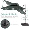 imageBest Choice Products 10ft Square Cantilever Patio Umbrella wBase Included Woodgrain Pattern Pole ampamp Solar LED Lights 360Rotation Offset Hanging Outdoor Shade  Sky BlueSlate