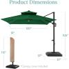 imageBest Choice Products 10ft Square Cantilever Patio Umbrella wBase Included Woodgrain Pattern Pole ampamp Solar LED Lights 360Rotation Offset Hanging Outdoor Shade  Sky BlueGreen