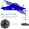 imageBest Choice Products 10ft Square Cantilever Patio Umbrella wBase Included Woodgrain Pattern Pole ampamp Solar LED Lights 360Rotation Offset Hanging Outdoor Shade  Sky BlueResort Blue
