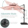 imageBest Choice Products 10ft Square Cantilever Patio Umbrella wBase Included Woodgrain Pattern Pole ampamp Solar LED Lights 360Rotation Offset Hanging Outdoor Shade  Sky BlueRose Quartz