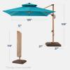 imageBest Choice Products 10ft Square Cantilever Patio Umbrella wBase Included Woodgrain Pattern Pole ampamp Solar LED Lights 360Rotation Offset Hanging Outdoor Shade  Sky BlueCerulean