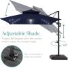 imageBest Choice Products 10ft Square Cantilever Patio Umbrella wBase Included Woodgrain Pattern Pole ampamp Solar LED Lights 360Rotation Offset Hanging Outdoor Shade  Sky BlueNavy Blue