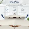 imageBest Choice Products 10ft Square Cantilever Patio Umbrella wBase Included Woodgrain Pattern Pole ampamp Solar LED Lights 360Rotation Offset Hanging Outdoor Shade  Sky BlueIvory