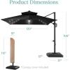 imageBest Choice Products 10ft Square Cantilever Patio Umbrella wBase Included Woodgrain Pattern Pole ampamp Solar LED Lights 360Rotation Offset Hanging Outdoor Shade  Sky BlueBlack