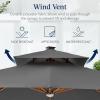imageBest Choice Products 10ft Square Cantilever Patio Umbrella wBase Included Woodgrain Pattern Pole ampamp Solar LED Lights 360Rotation Offset Hanging Outdoor Shade  Sky BlueGray