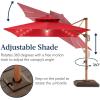 imageBest Choice Products 10ft Square Cantilever Patio Umbrella wBase Included Woodgrain Pattern Pole ampamp Solar LED Lights 360Rotation Offset Hanging Outdoor Shade  Sky BlueRed