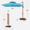 imageBest Choice Products 10ft Square Cantilever Patio Umbrella wBase Included Woodgrain Pattern Pole ampamp Solar LED Lights 360Rotation Offset Hanging Outdoor Shade  Sky BlueSky Blue