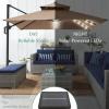 imageBest Choice Products 10ft Square Cantilever Patio Umbrella wBase Included Woodgrain Pattern Pole ampamp Solar LED Lights 360Rotation Offset Hanging Outdoor Shade  Sky BlueIvory